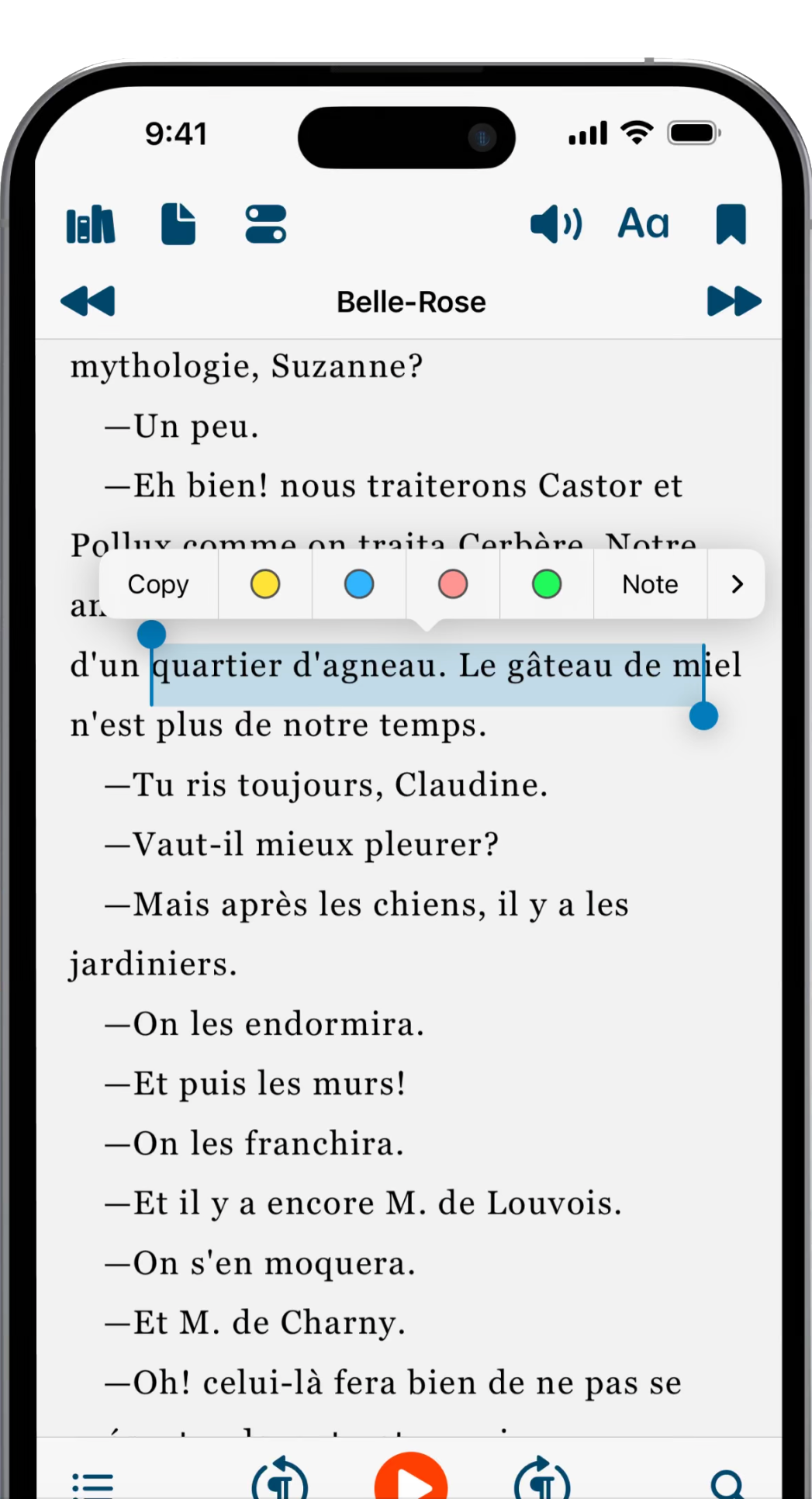 L'appli VoiceDream sur un iPhone