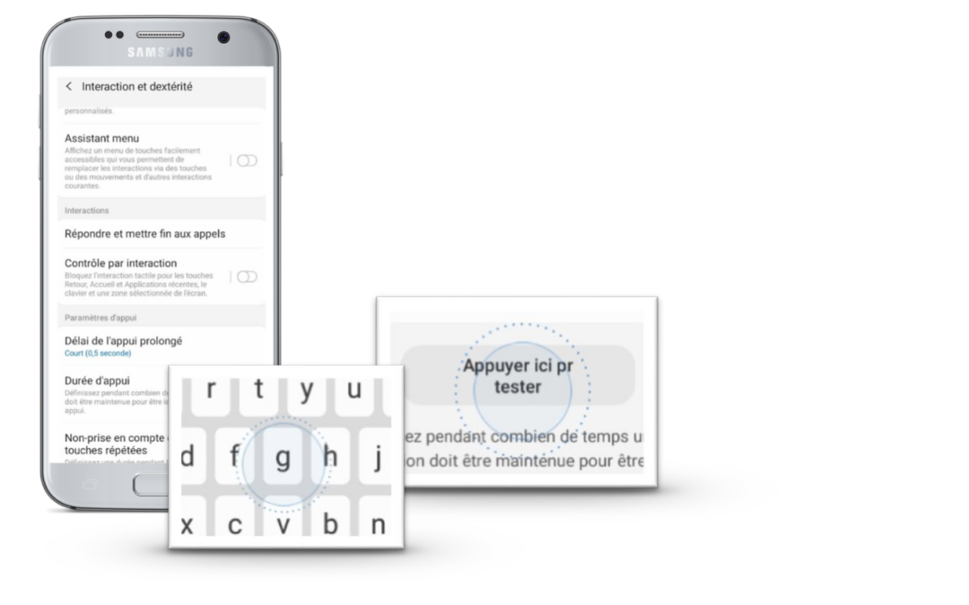 Faciliter le toucher avec PARAMETRES D’APPUI