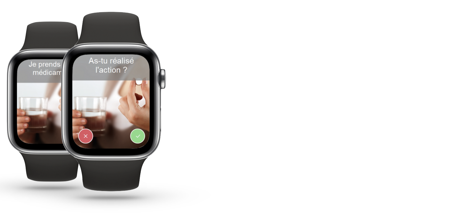 2 smartwatchs affichant l'App Watchelp