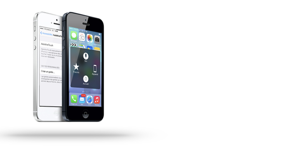 image de deux smartphones affichants l'Assistive Touch